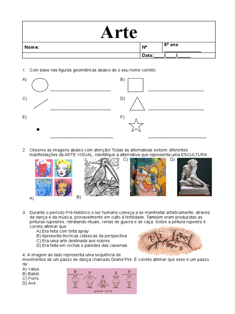 Atividades de Artes para 6º Ano | PDF