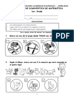 Prueba Diagnostica 1° Grado - Matematica