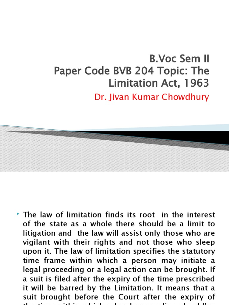 The Limitation Act, BVB 204 PDF Statute Of Limitations Lawsuit