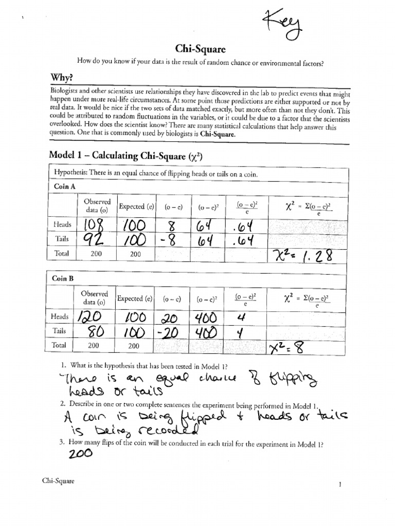Chi Square Pogil Key | PDF