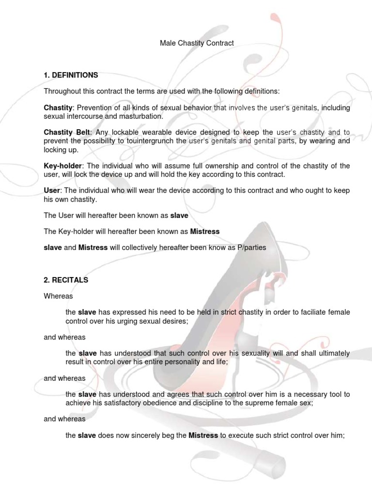 Mistress Ezada Sinns Male Chastity Contract PDF Chastity Slavery picture