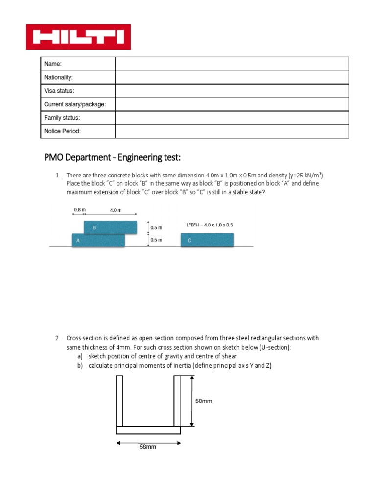PMO Department Engineering Test Name Nationality Visa Status