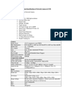 Technical Specifications of Network Camera & NVR