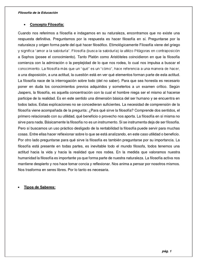 Fundamentos de la Filosofía Educativa | PDF | Conocimiento | Teoría