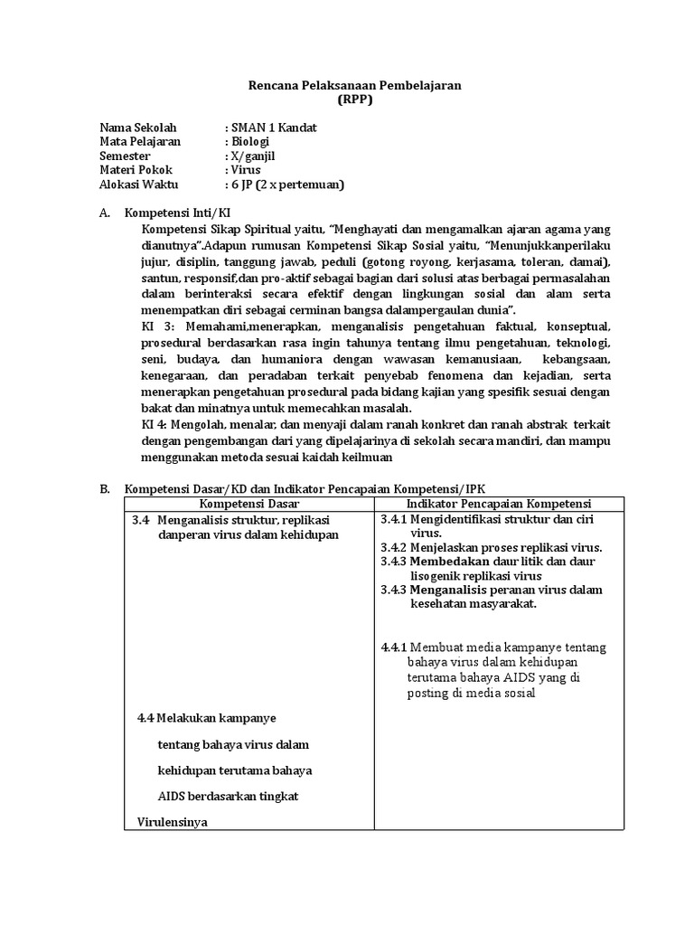 RPP Biologi: Virus dan Kampanye AIDS | PDF