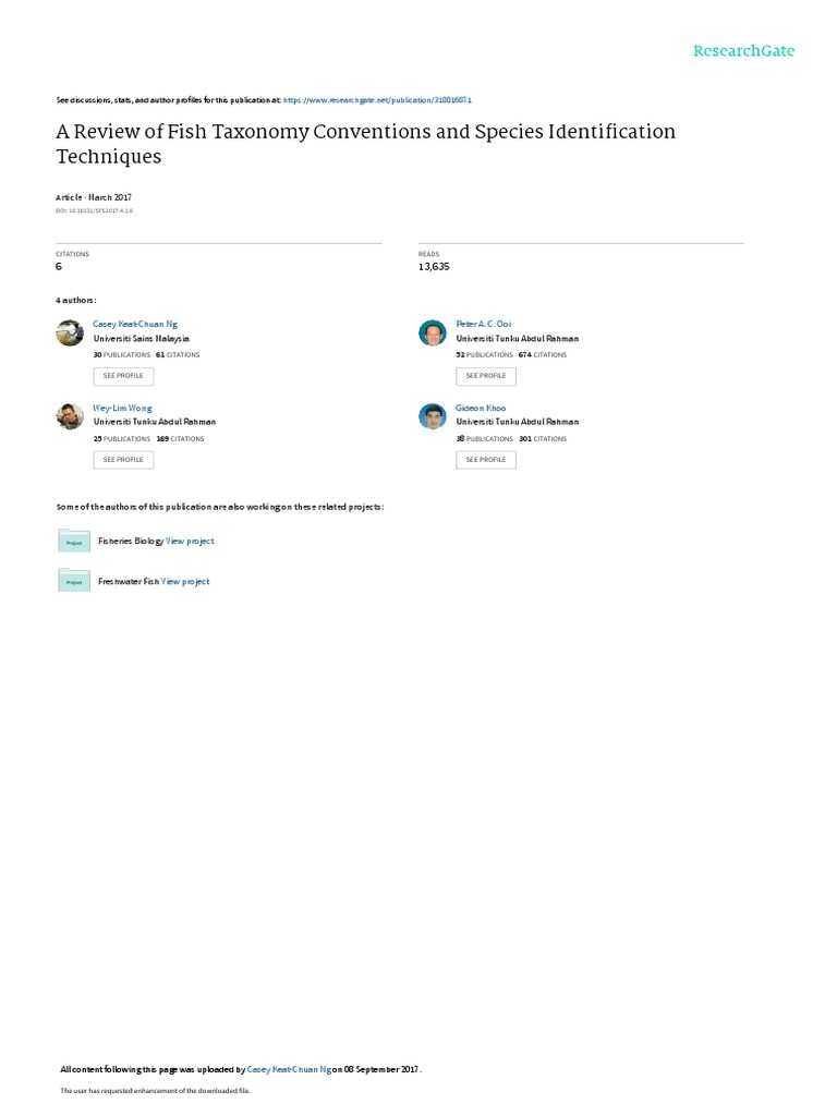 Fish Taxonomy and Identification Review | PDF | Species | Taxonomy ...