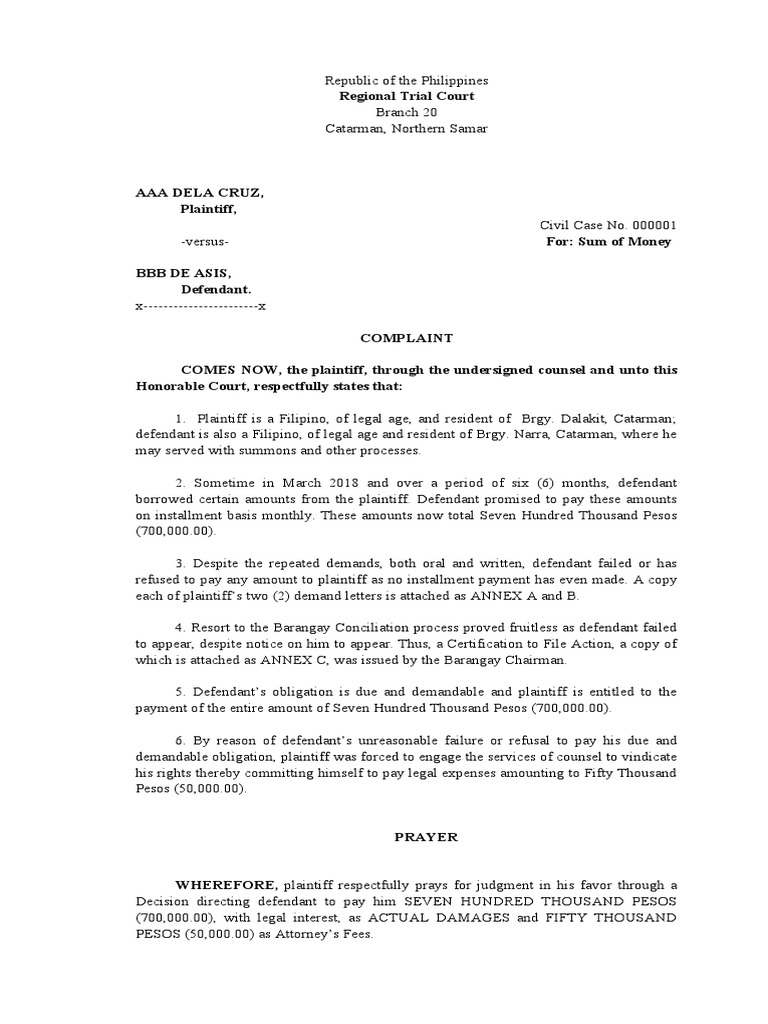 Civil Complaint | PDF | Plaintiff | Complaint