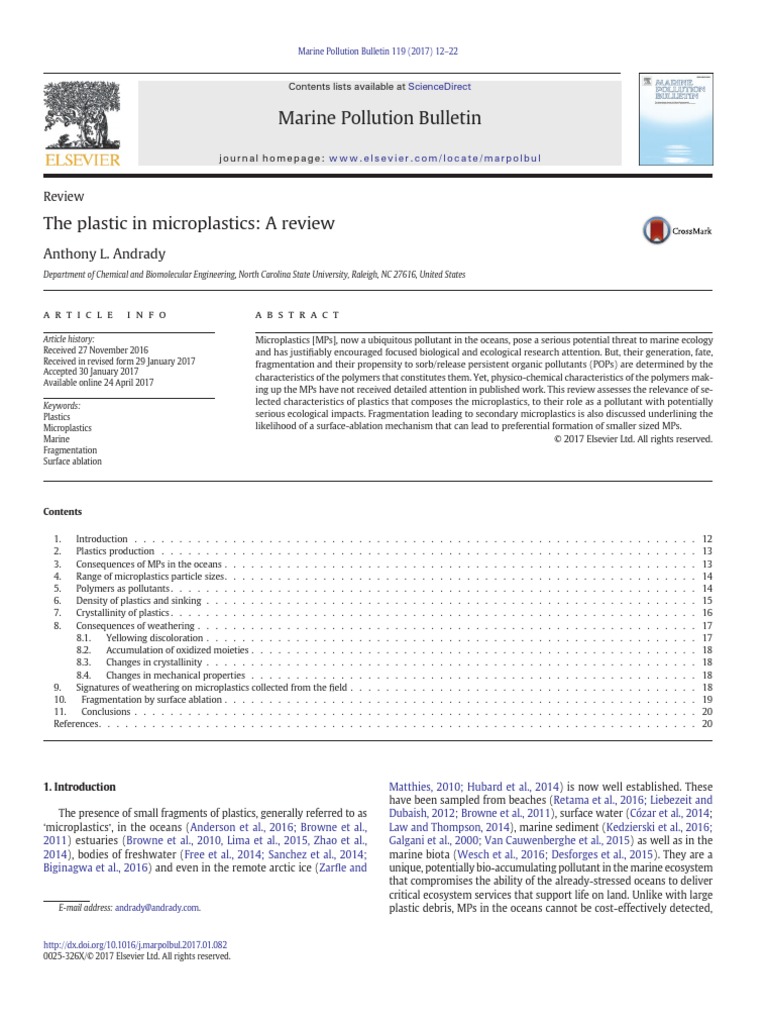 2017 - Andrady - The Plastic in Microplastics - A Review | PDF ...