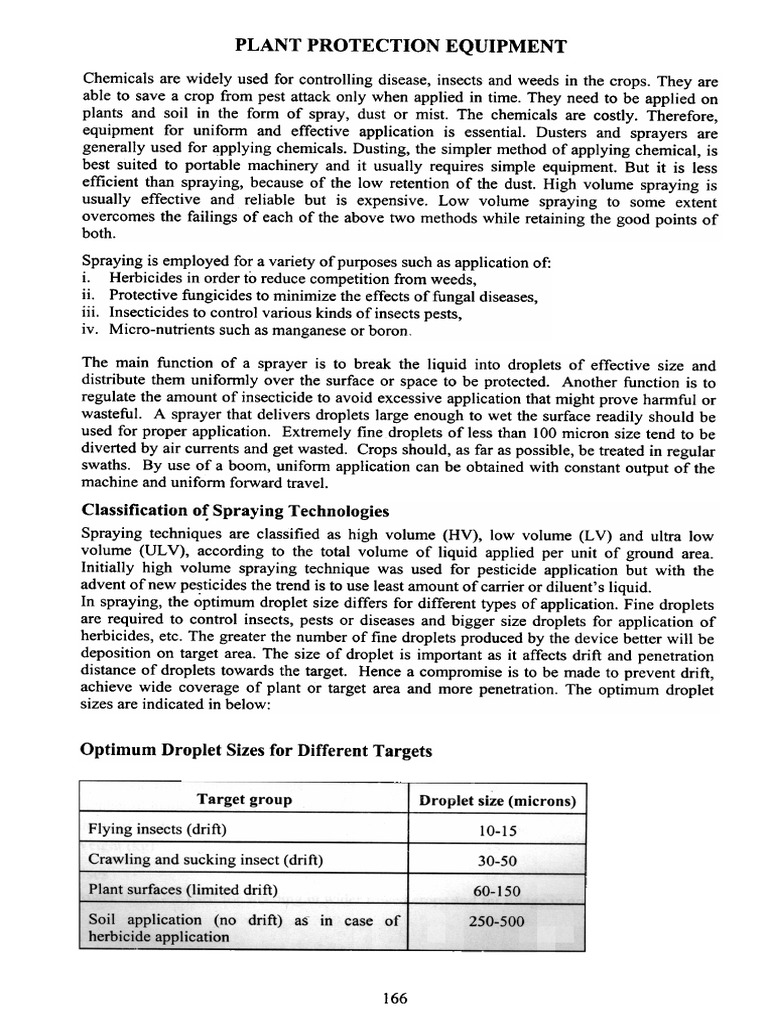Plant Protection Equipment Classification o Spraying Technologies PDF Pump Mechanical