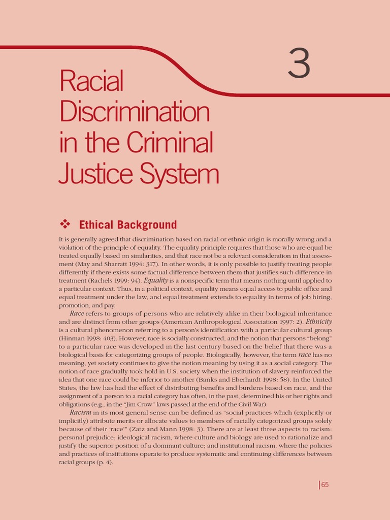 Racial Discrimination in The Criminal Justice System Ethical Background PDF Batson V