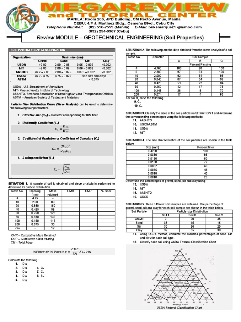 Review MODULE - GEOTECHNICAL ENGINEERING (Soil Properties) | PDF | Soil ...