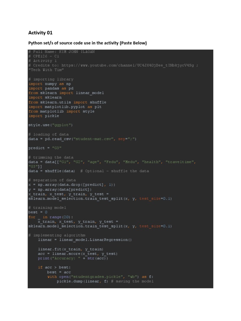 Activity 01: Python Set/s of Source Code Use in The Activity (Paste ...
