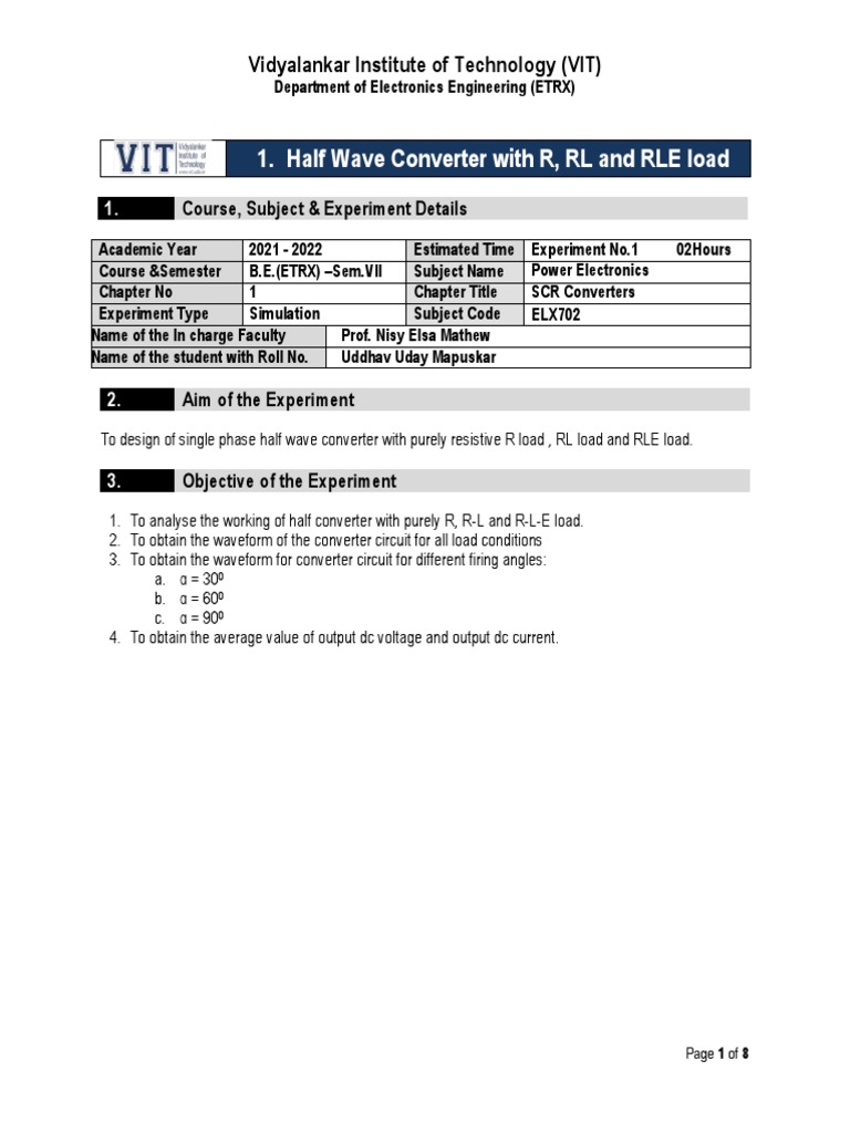 Half Wave Converter 1 | PDF | Electrical Network | Power Electronics