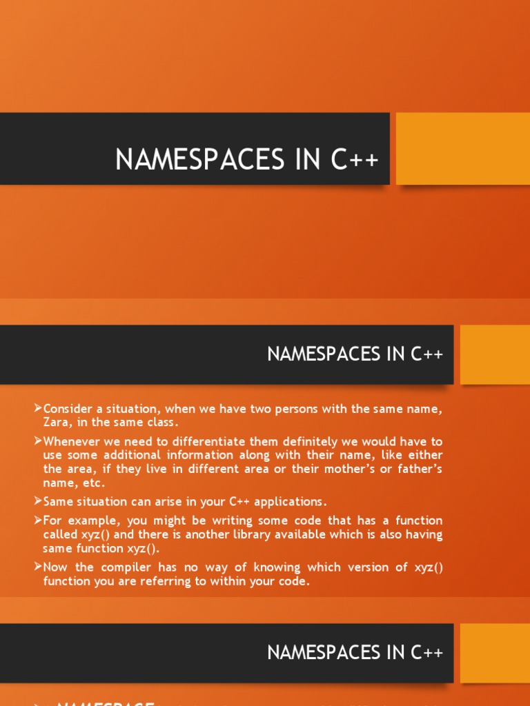 Namespaces in C++ | PDF | Namespace | C++