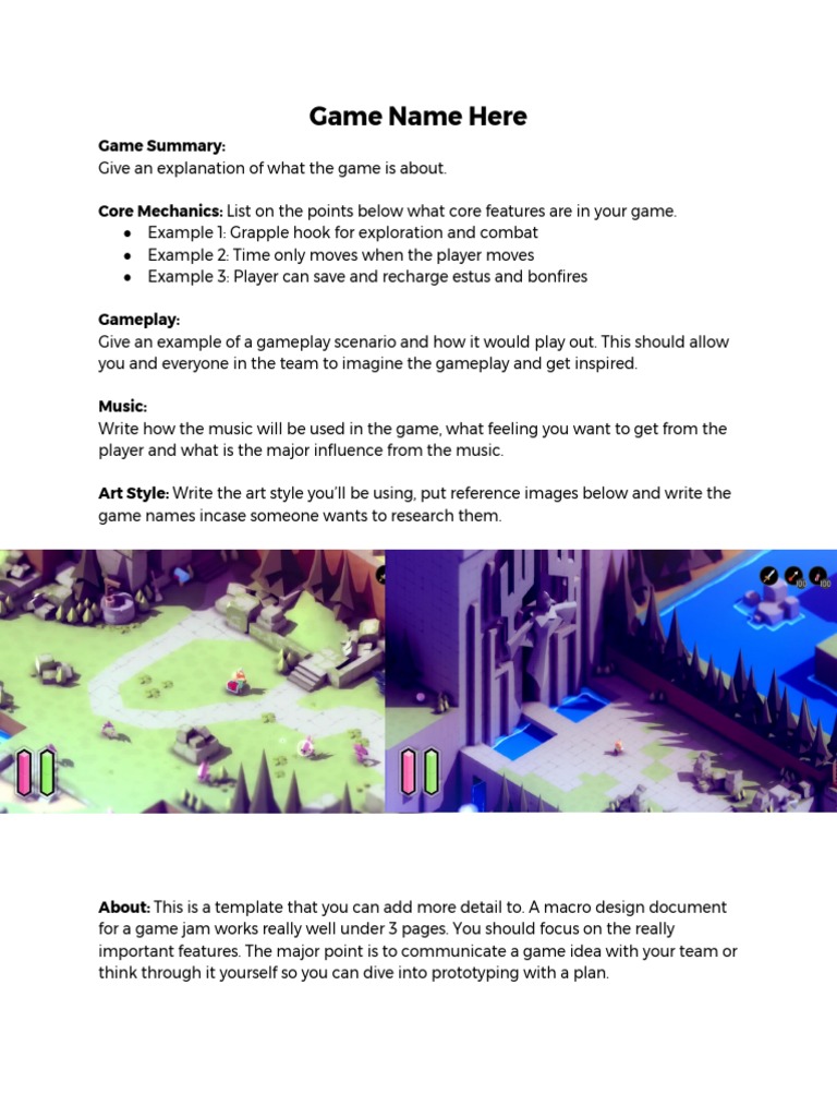 Game Design Document Template | PDF