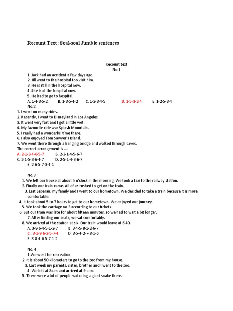 Jumbled Sentences Practice Exercises | PDF