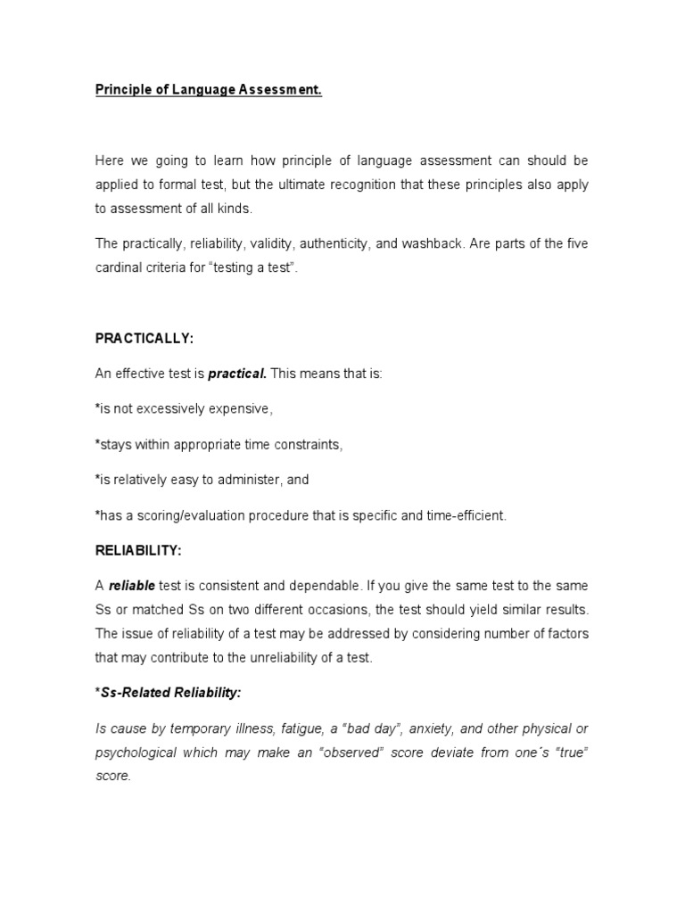 Principles of Language Assessment | PDF | Educational Assessment ...