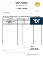 Letter of Proposal: Republic of The Philippines Province of Pangasinan City of San Carlos Barangay Magtaking