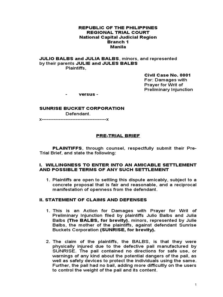 Pre-Trial Brief - GROUP A-2 | PDF | Perjury | Damages