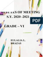 Minutes of Meeting S.Y. 2020 - 2021 Grade - Vi Timpani: Eulalia L. Brazas