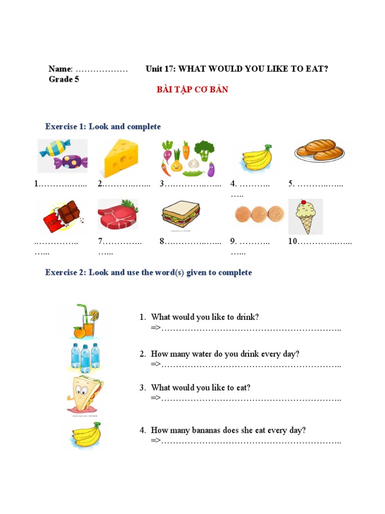 Grade 5 Food and Weather Exercises | PDF | Hue | Food And Drink
