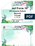 School Form 10: (Permanent School Record) 5-Gold
