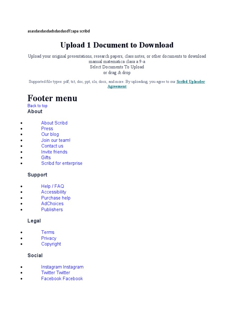 Footer Menu: Upload 1 Document To Download | PDF