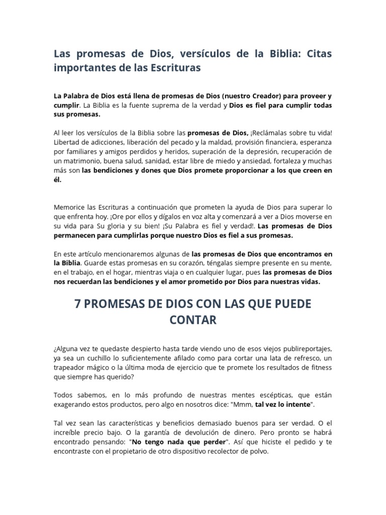 7 Promesas de Dios en la Biblia | PDF | Oración | Dios