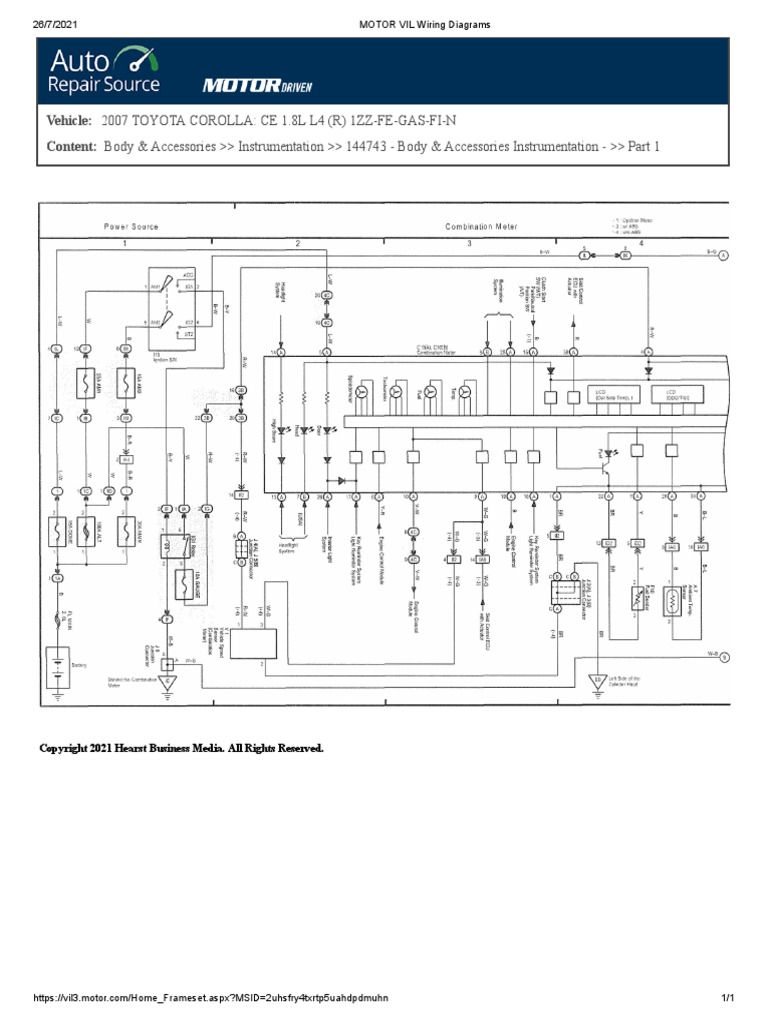 Diagrama Cluster Toyota 2007 | PDF