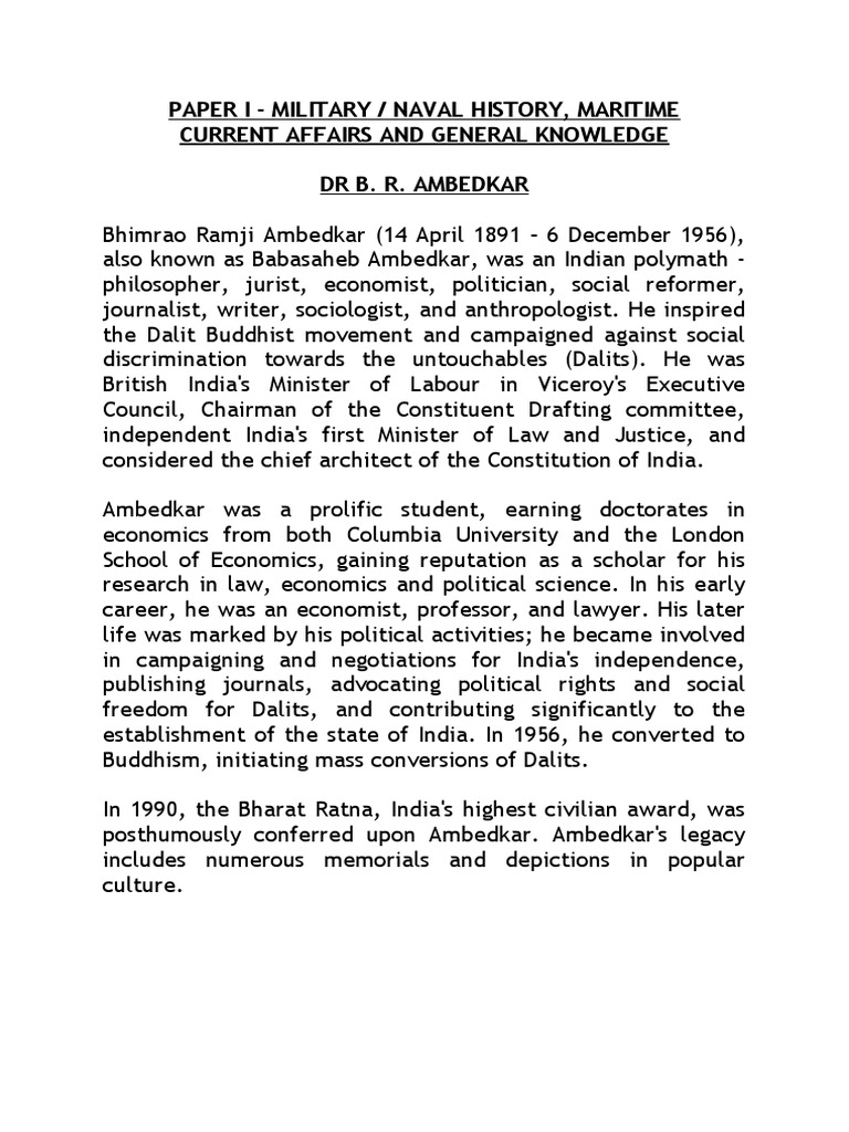 DR B. R. Ambedkar | PDF | Dalit | Parliament