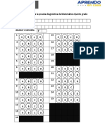 5° Ficha de Respuesta de La Prueba Diagnóstica de Matemática