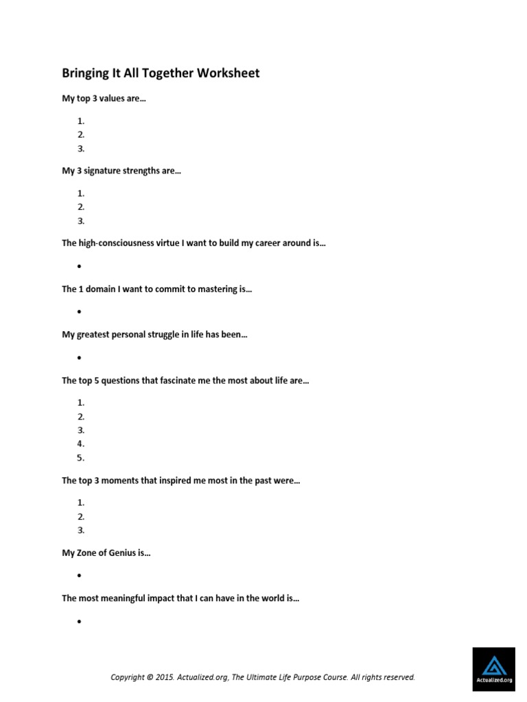 Bringing It All Together Worksheet | PDF