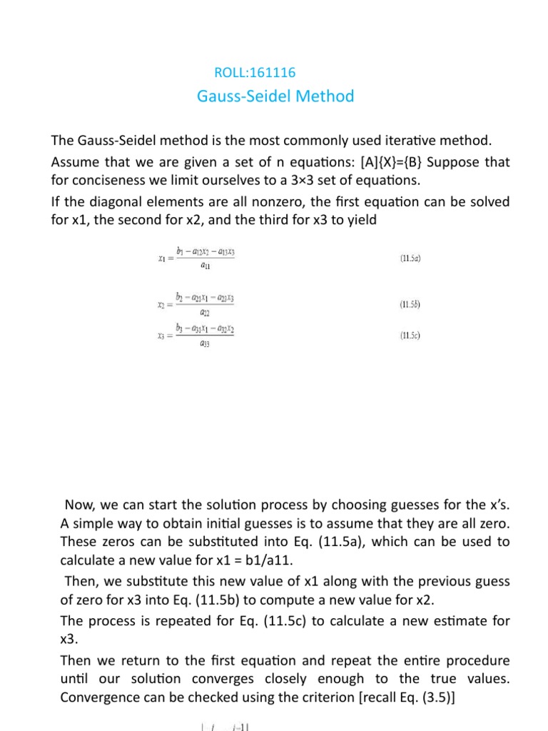 Gauss-Seidel Method Explained | PDF