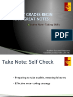 Great Grades Begin With Great Notes:: Effective Note-Taking Skills