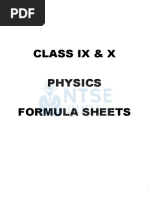 Class 9 Science: All Key Formulas | PDF | Force | Momentum