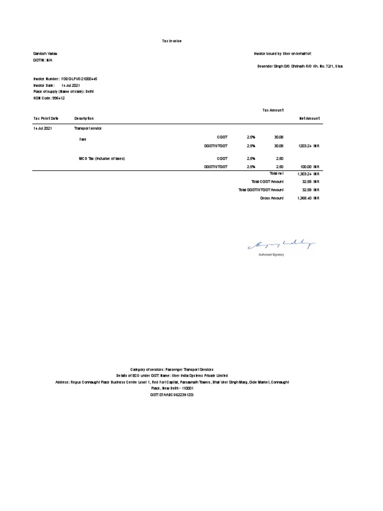 Uber Invoice - MCD | PDF | Public Law | Policy