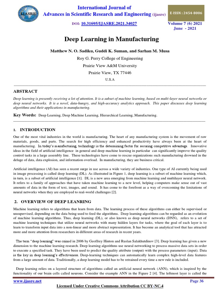 Deep Learning in Manufacturing | PDF | Deep Learning | Machine Learning