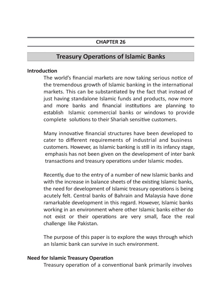 Islamic Treasury Operations Explained | PDF | Islamic Banking And ...