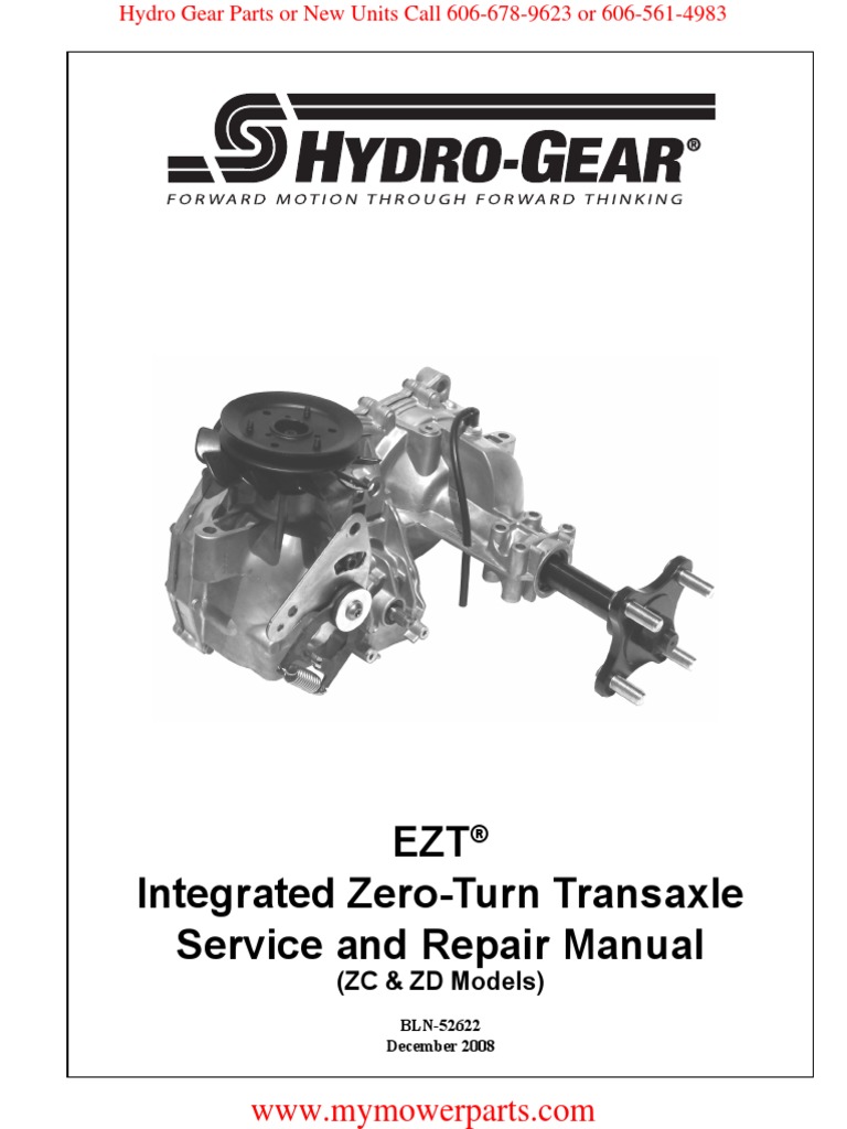 EZT ZC and ZD Models Hydro Gear Service and Repair Manual PDF Axle