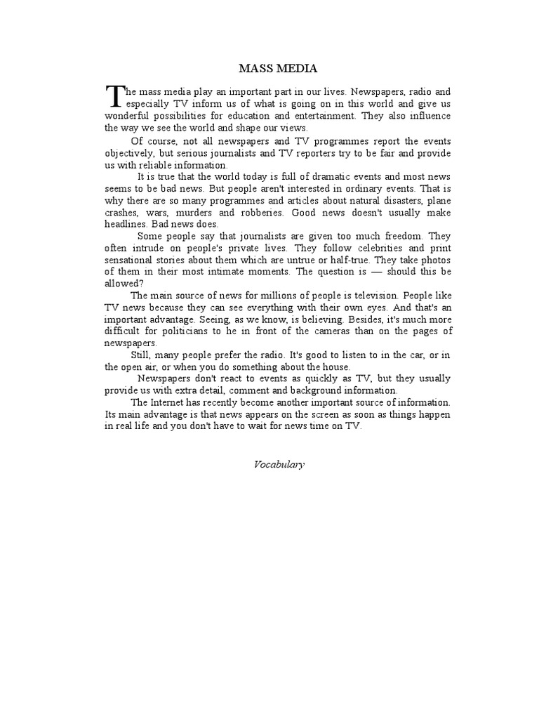 Impact of Mass Media on Society | PDF