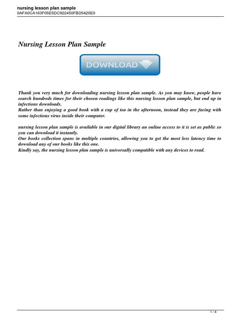 Nursing Lesson Plan Sample Guide | PDF | Lesson Plan | Nursing