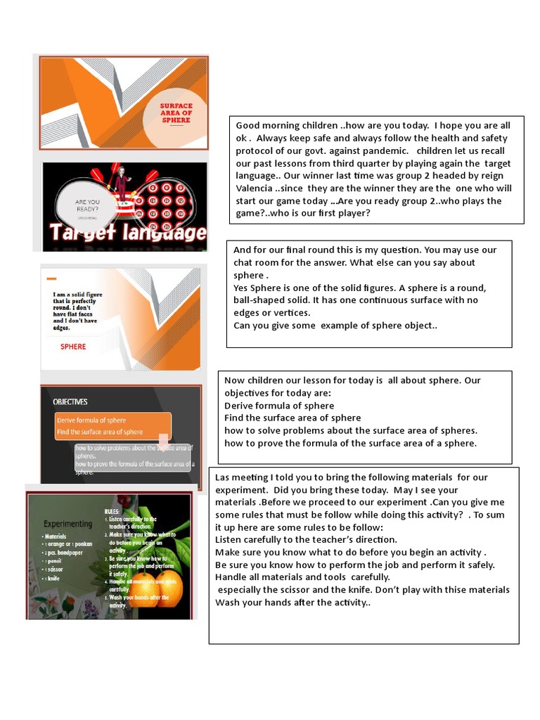 Surface Area Pdf Sphere Teaching Mathematics