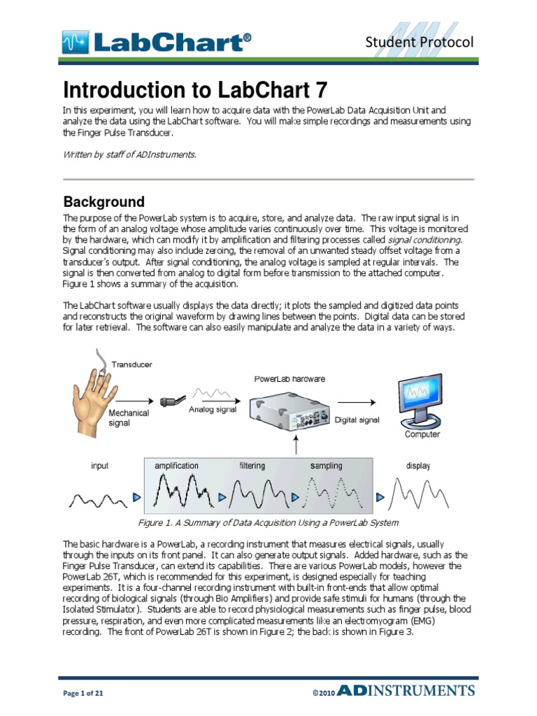 Introduction To LabChart 7 Student Protocol | PDF | Cursor (User ...