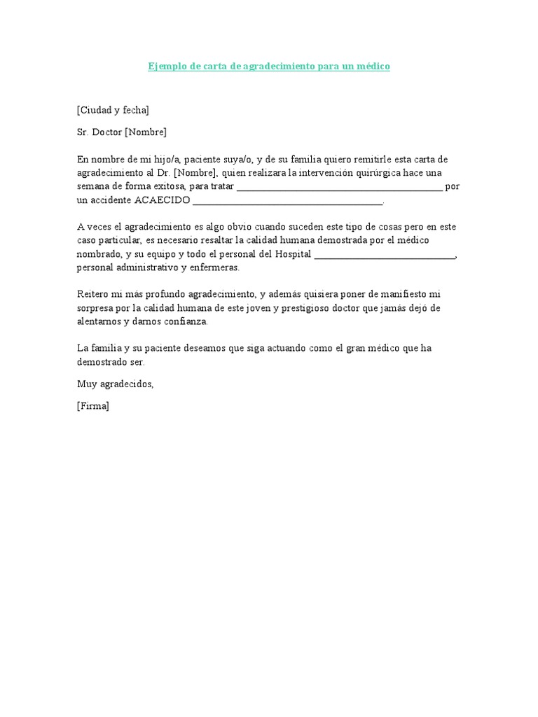 Carta de Agradecimiento a un Médico | PDF