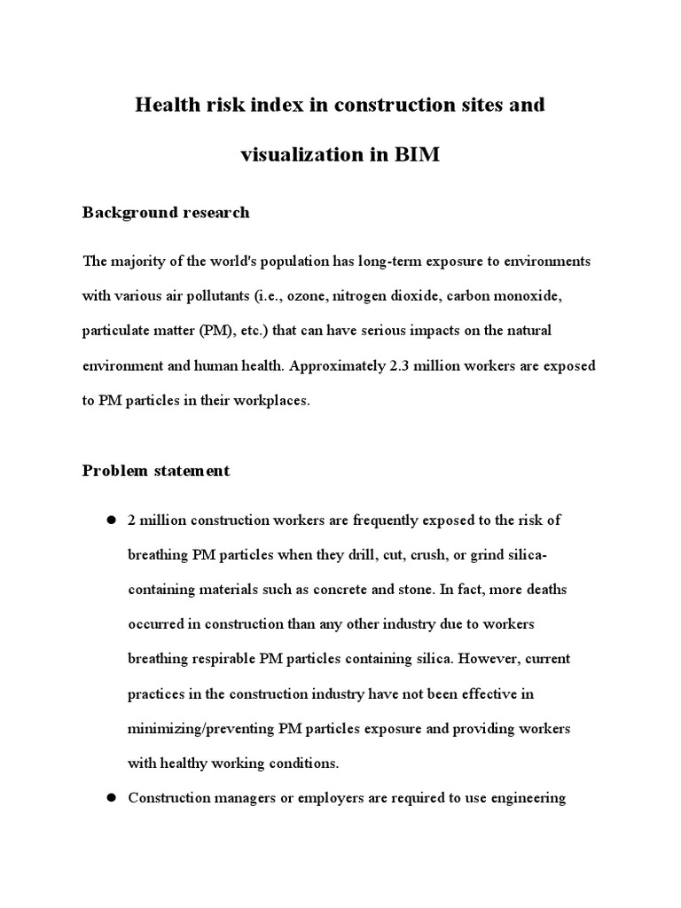 Health Risk Index for Construction BIM | PDF | Building Information ...