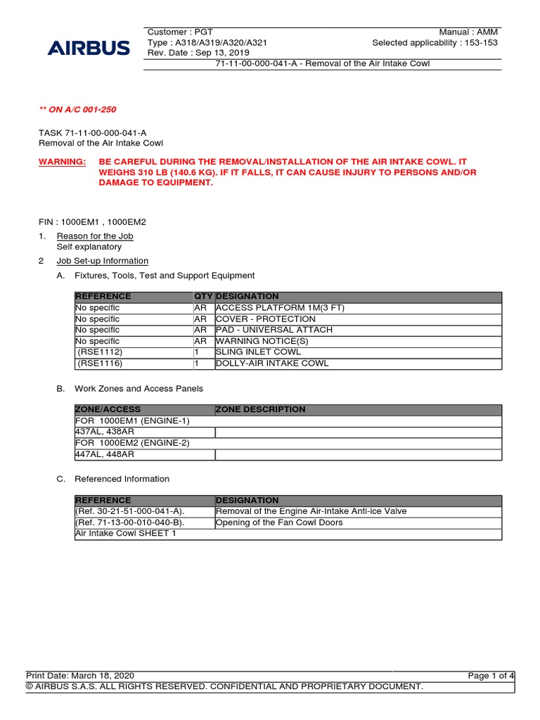 Removal of The Air Intake Cowl | PDF | Electrical Connector | Airbus