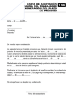Carta de Aceptación de Renuncia Del Trabajador y Exoneración Del Plazo de Preaviso