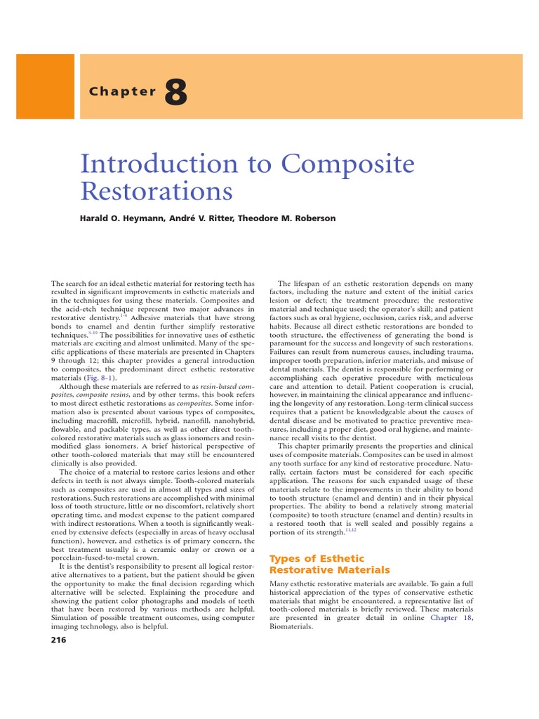 Esthetic Restorative Materials 1 | PDF | Dental Composite | Human Tooth