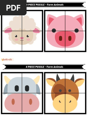 4 PIECE PUZZLE Animals - Farm