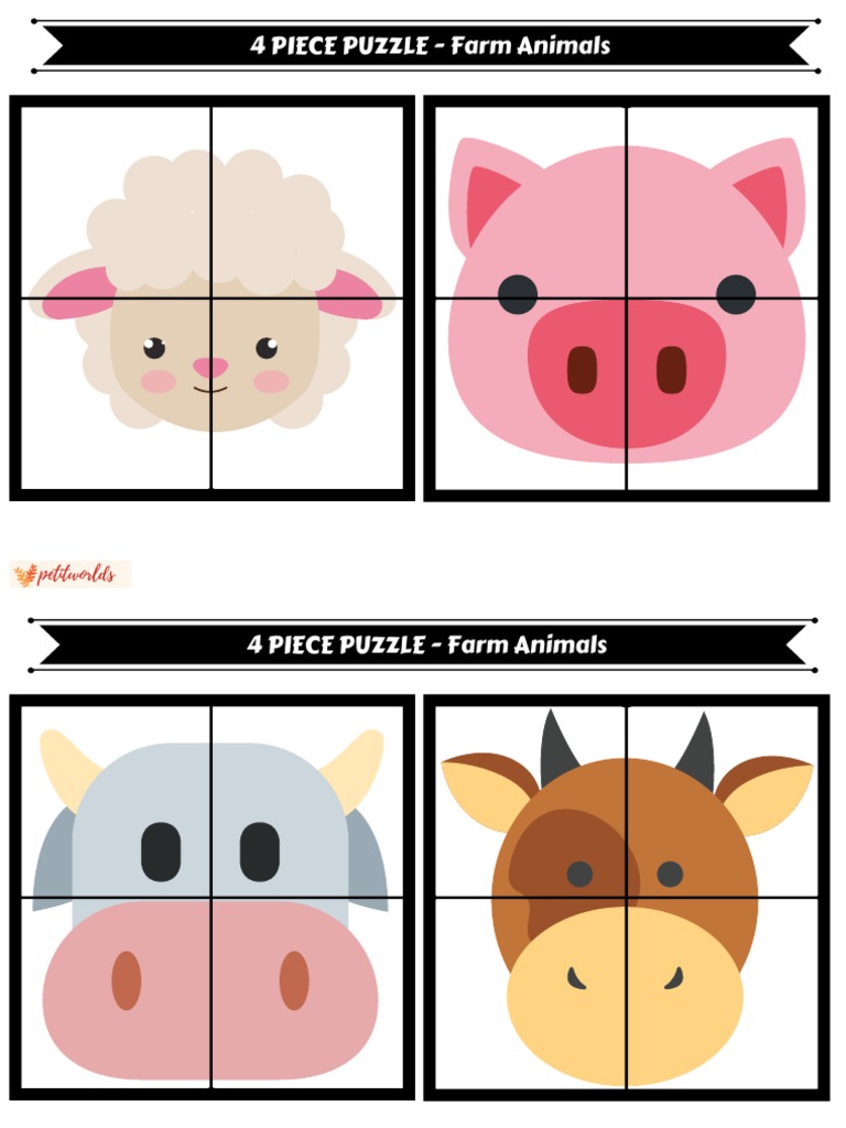 4 PIECE PUZZLE Animals - Farm | PDF